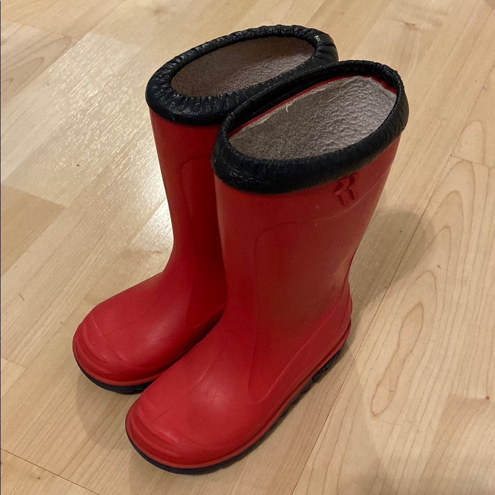 Red toddler rain boots
